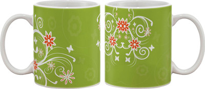 15% OFF on Artifa Flowers On Green Pattern Porcelain, Ceramic Mug 350 ml 15% OFF on Artifa Flowers On Green Pattern Porcelain, Ceramic Mug 350 ml