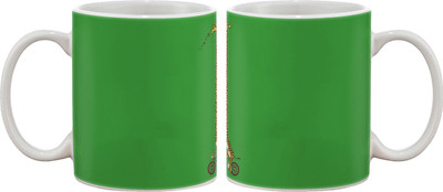 15% OFF on Artifa Giraffe Riding Bicycle Funny Porcelain, Ceramic Mug 350 ml