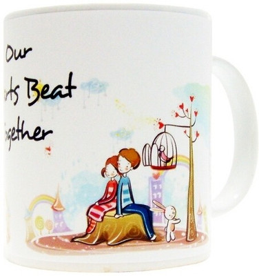 26% OFF on Everyday Gifts V Love Gift Hearts Beat Together Ceramic Mug 400 ml