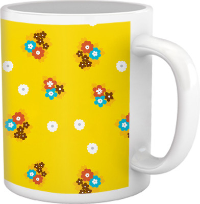 50% OFF on Tiedribbons Shy Shine_Geometric Multicolor_ Yellow Pattern Ceramic Mug 325 ml