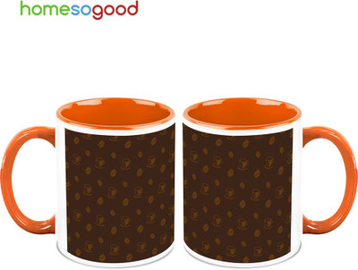37% OFF on HomeSoGood Coffee Wall Painting QTY 2 Ceramic Mug 325 ml, Pack of 2