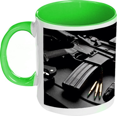 58% OFF on AMY Machine Gun Bullet Inside Green Coffee Ceramic Mug 325 ml