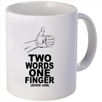 Snoogg two words one finger Ceramic Mug