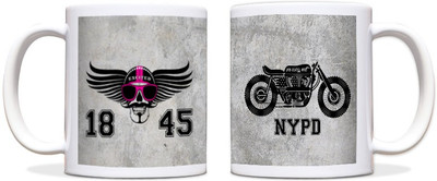 54% OFF on ShopMantra Biker Nypd Black Ceramic Mug 300 ml