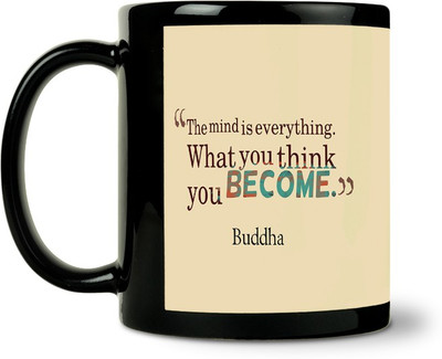 36% OFF on ShopMantra Buddha You Think You Become Quote Blue Ceramic Mug 300 ml