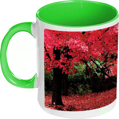 58% OFF on AMY Natural Tree Forest Beauty Inside Green Coffee Ceramic Mug 325 ml