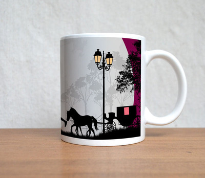 33% OFF on StyBuzz Love In Paris Cute Grey Ceramic Mug 300 ml