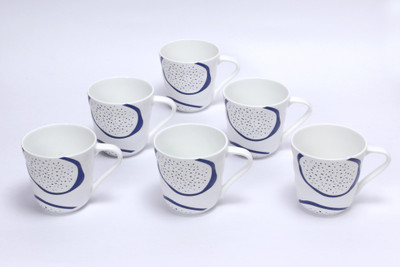 Clay Craft Lino Coffee U Sline Bone China Mug 170 ml, Pack of 6