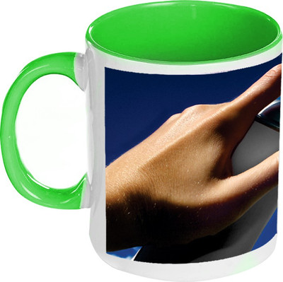 58% OFF on AMY Forced Perspective Photography Inside Green Coffee Ceramic Mug 325 ml
