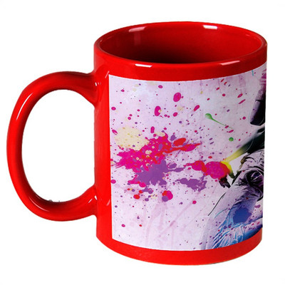 73% OFF on AMY Cool Boy With Color Splash Abstrack Design Red Ceramic Mug 325 ml