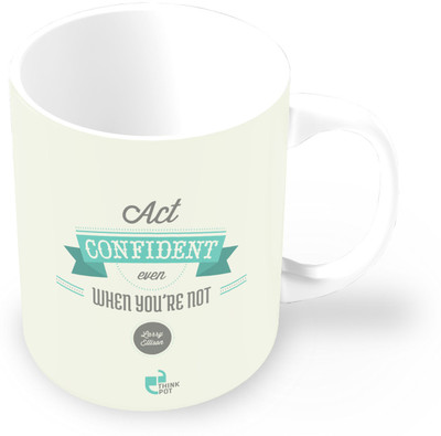 25% OFF on Thinkpot Act Confident Even When You're Not - Larry Ellison Ceramic Mug 325 ml