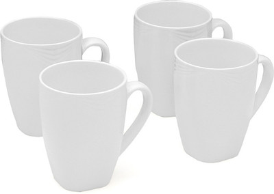 Pebbleyard White Deco Porcelain Mug Pack of 4