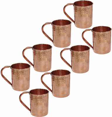 56% OFF on Prisha India Craft 003-8 Copper Mug 460 ml, Pack of 8