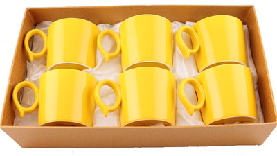 White Gold 33206 - Yellow Porcelain Mug 155 ml, Pack of 6 White Gold 33206 - Yellow Porcelain Mug 155 ml, Pack of 6