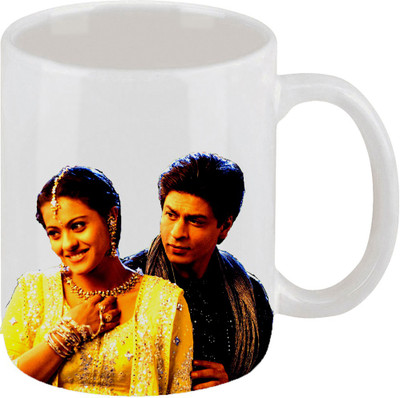 28% OFF on Ellicon C127 Kajol and Shahrukh Coffee Ceramic Mug 325 ml
