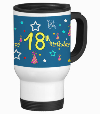 52% OFF on SajawatHomes 18th Happy Birthday White Travel Stainless Steel Mug 600 ml