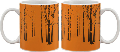 15% OFF on Artifa Orange Forest Porcelain, Ceramic Mug 350 ml