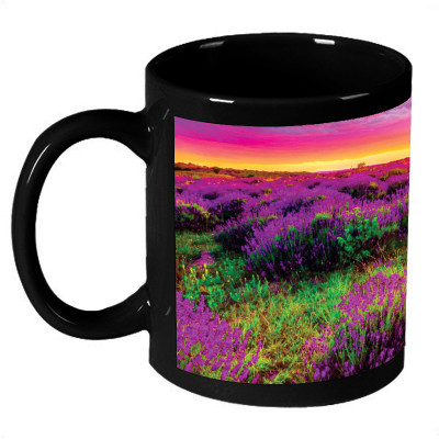 72% OFF on AMY Beautiful Purple Flower Field Ceramic Mug 325 ml