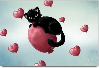 75% OFF on Baloon Cat Paper Print