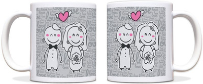 54% OFF on ShopMantra Cute Couple Vector Design Black Ceramic Mug 300 ml