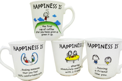 25% OFF on Happiness is 2 Bone China Mug 300 ml, Pack of 4 25% OFF on Happiness is 2 Bone China Mug 300 ml, Pack of 4