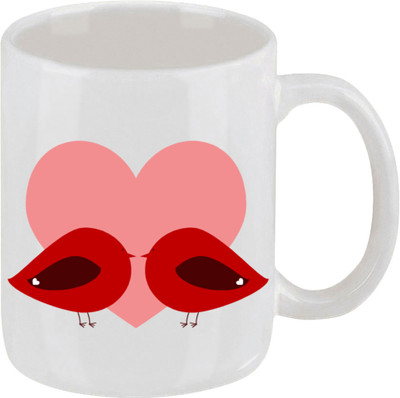 16% OFF on Ellicon 47 Red Love Birds Ceramic Mug