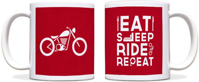 60% OFF on ShopMantra Eat Sleep Ride Repeat Black Ceramic Mug 300 ml