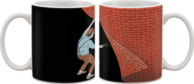 15% OFF on Artifa Man Looking Behind Wall Porcelain, Ceramic Mug 350 ml