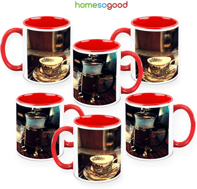 41% OFF on HomeSoGood My Classical Coffee Pack Of 6 Ceramic Mug 325 ml, Pack of 6