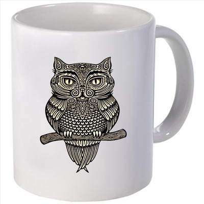 Snoogg owl paint Ceramic Mug