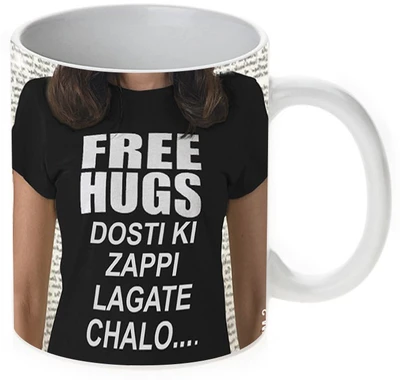 63% OFF on Mugwala Free Hugs-Dosti Ki Zappi Ceramic Mug 350 ml