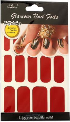 40% OFF on Nail Sina Glamor Nail Foils Self Sticker GNF 23 Red