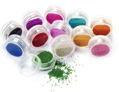 23% OFF on Atanands 12 Jar Mixed Colors Caviar Nail Art Micro Beads Multicolor