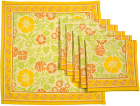 Ocean Collection Linen Flower Set Of 6 Cloth Napkins - Multicolour