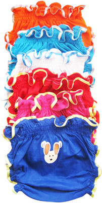 Cherish Maternity Pack of 6 Soft Cotton Knit Smocked Baby Blommers in Assorted Colors, with Satin Edges