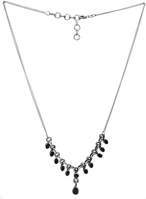 Exotic India Designer Garnet Sterling Silver Necklace