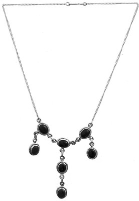 Exotic India Stylish Onyx Sterling Silver Necklace