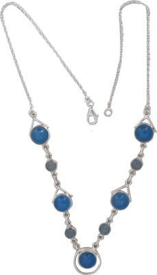 Exotic India Stylish Chalcedony Sterling Silver Necklace
