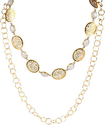 51% OFF on Sparkling Drop Moonstone Brass Necklace