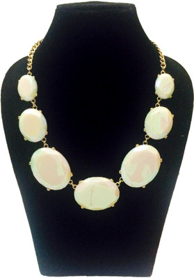 91% OFF on Fashblush Pebble Glossy White Alloy Necklace