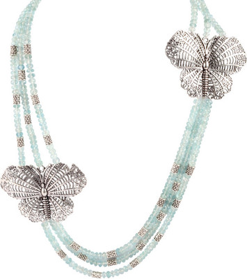 51% OFF on Sparkling Drop Aquamarine Brass Necklace