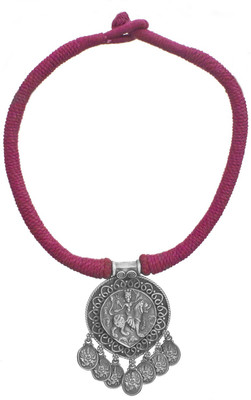 Exotic India Goddess Durga Cord Ethnic Sterling Silver Necklace Exotic India Goddess Durga Cord Ethnic Sterling Silver Necklace