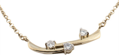 55% OFF on Sparkling Drop Cubic Zirconia 18K Yellow Gold Plated Silver Necklace