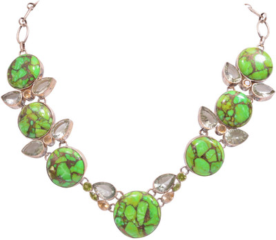 26% OFF on Rubera Peridot, Moonstone Silver Necklace