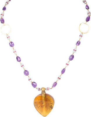 51% OFF on Sparkling Drop Amethyst Brass Necklace