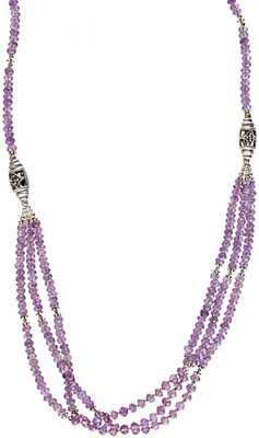 Exotic India Faceted Amethyst Sterling Silver Necklace