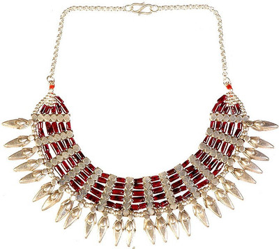 Exotic India Five Layer Garnet Sterling Silver Necklace