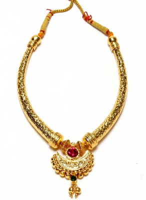 66% OFF on Womens Trendz Antique Chandrakor Pipe Thushi Crystal Yellow Gold Plated Alloy Necklace
