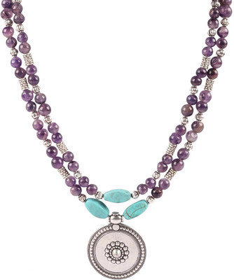 51% OFF on Sparkling Drop Amethyst Brass Necklace