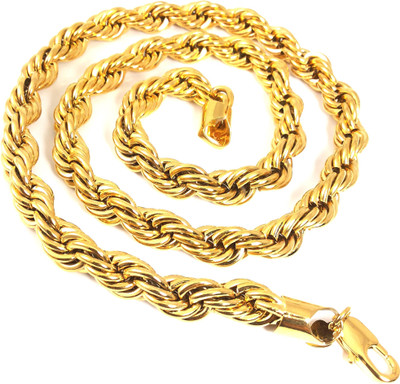 Ammvi 23.5'' Gold Plated Rope Pattern Thick Necklace For Men Brass Chain